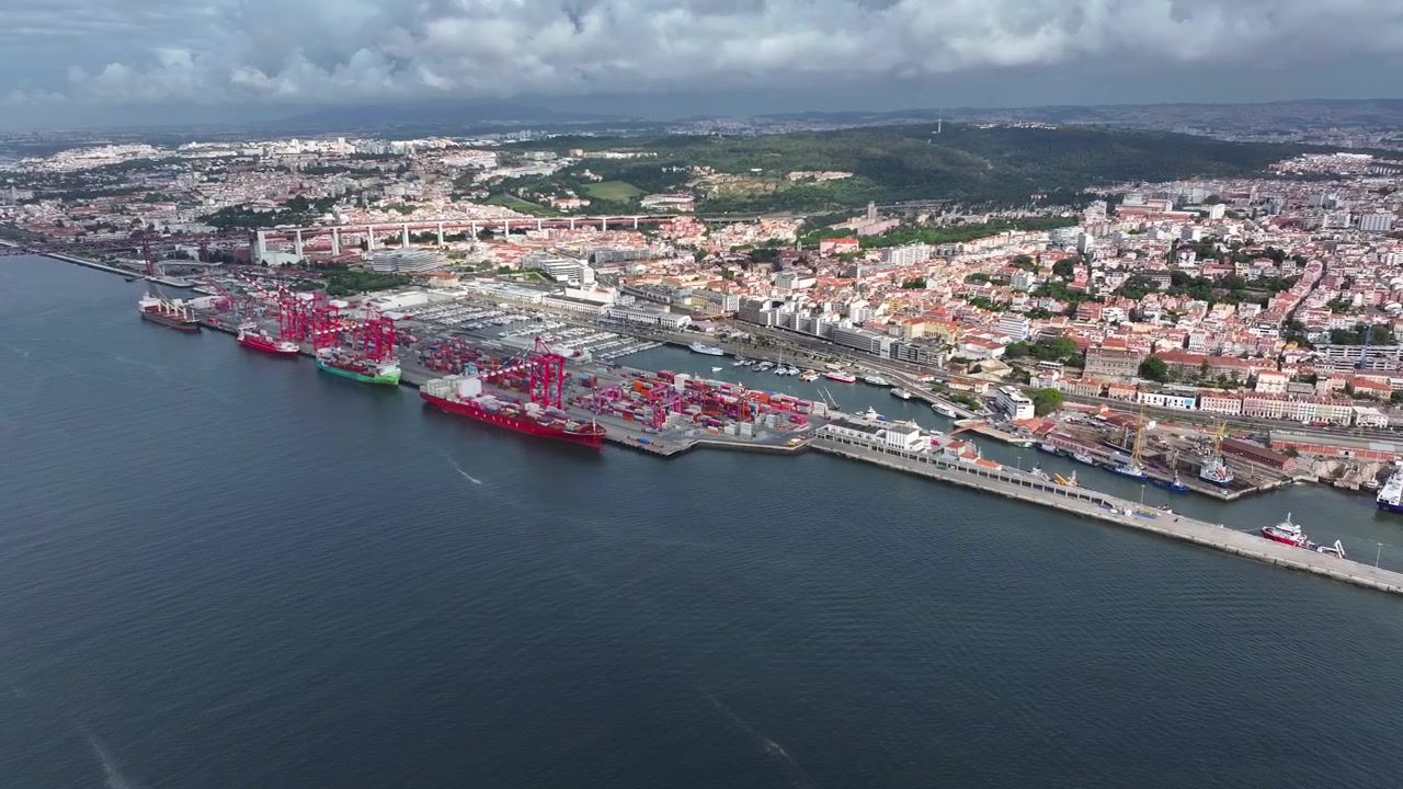 Le navi portacontainer sono ormeggiate in un porto merci attivo, animato dal movimento dei container. Questo luogo evidenzia l'efficienza del commercio globale e della logistica marittima.