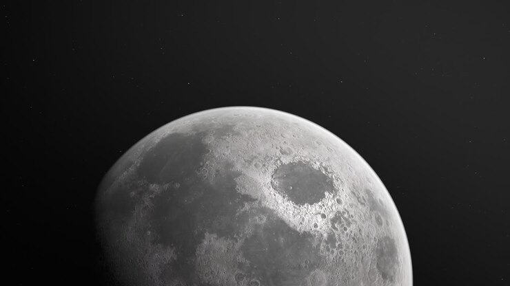 A Lua da Terra sob luz solar, no espaço sideral