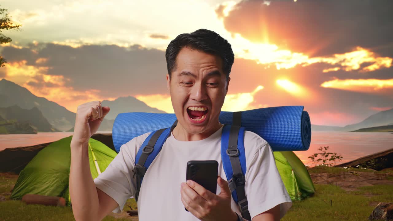 Happy Camper Receiving Good News