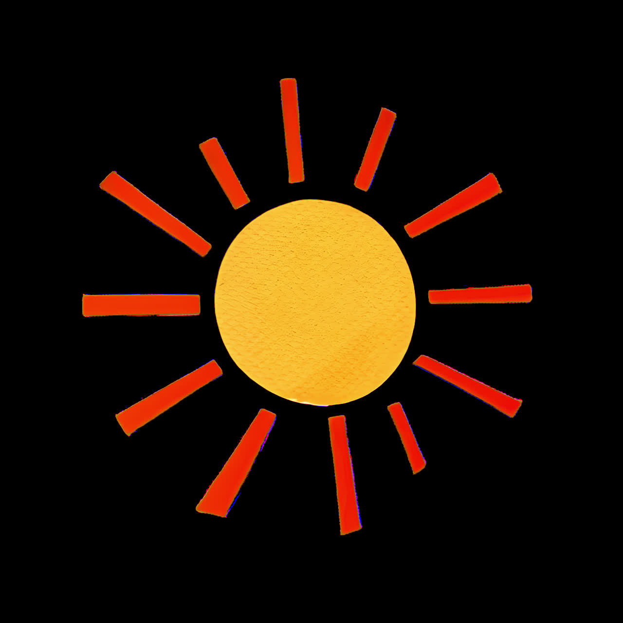 Bright sun illustration on blue animation isolated asset, transparent 4K video, alpha channel