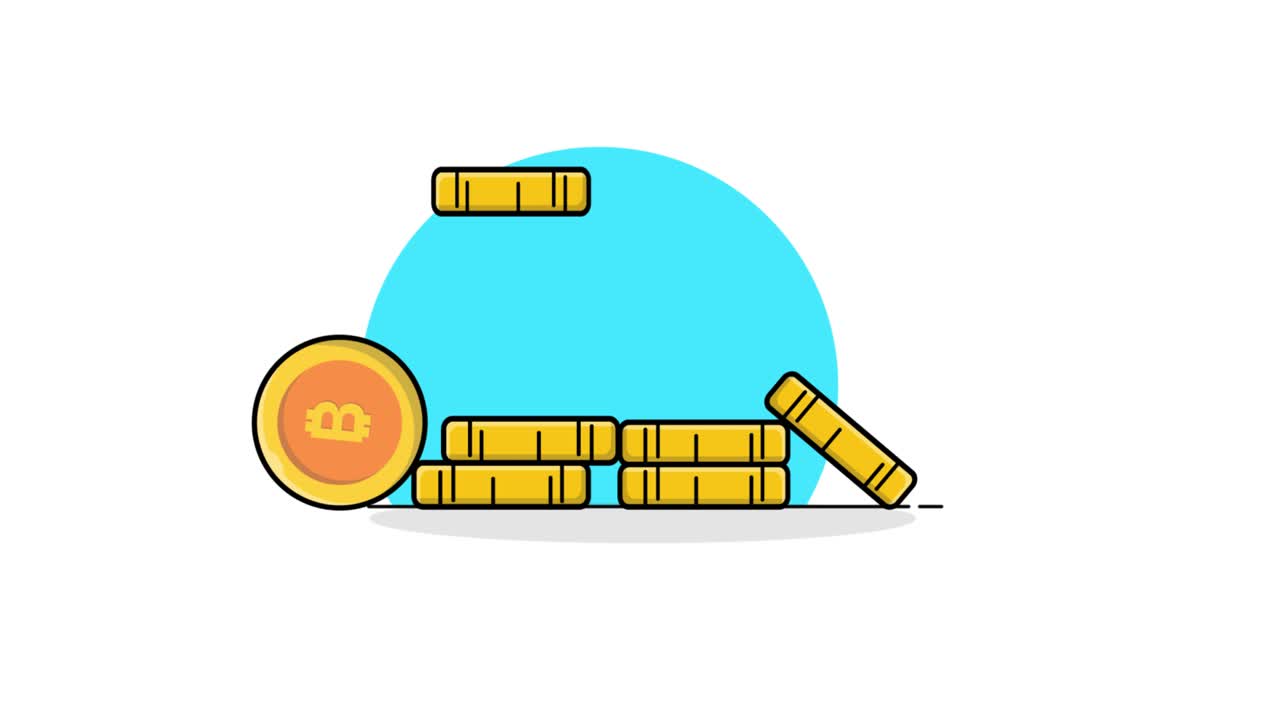 Animated Bitcoin Coins Stacking Up