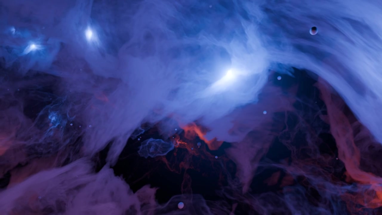 Nébuleuses cosmiques éthérées bleues et oranges dans l'espace profond