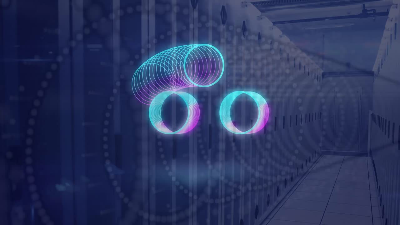 animación de círculos y puntos sobre la sala del servidor