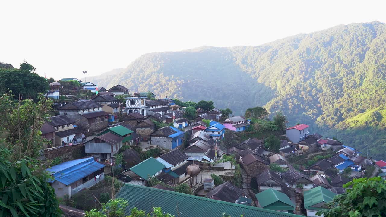 Landscape view of snow covered mountain in Lamjung, Nepal.