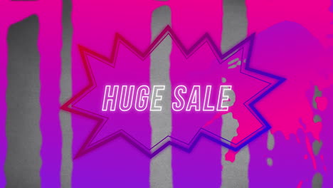 animación de texto de venta enorme en burbuja de habla retro