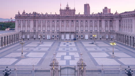 beautiful sunrise from the top of the almudena cathedral, madrid