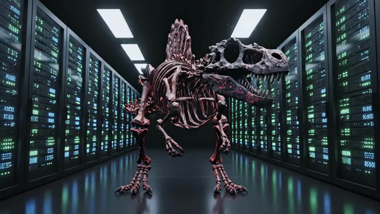 Dinosaur Destruction in a Server Room