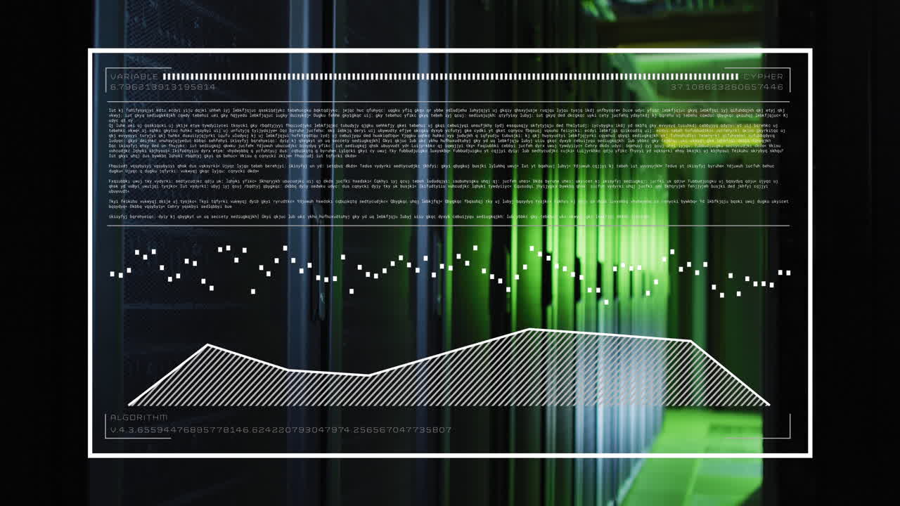 animación del procesamiento de datos a través de servidores informáticos