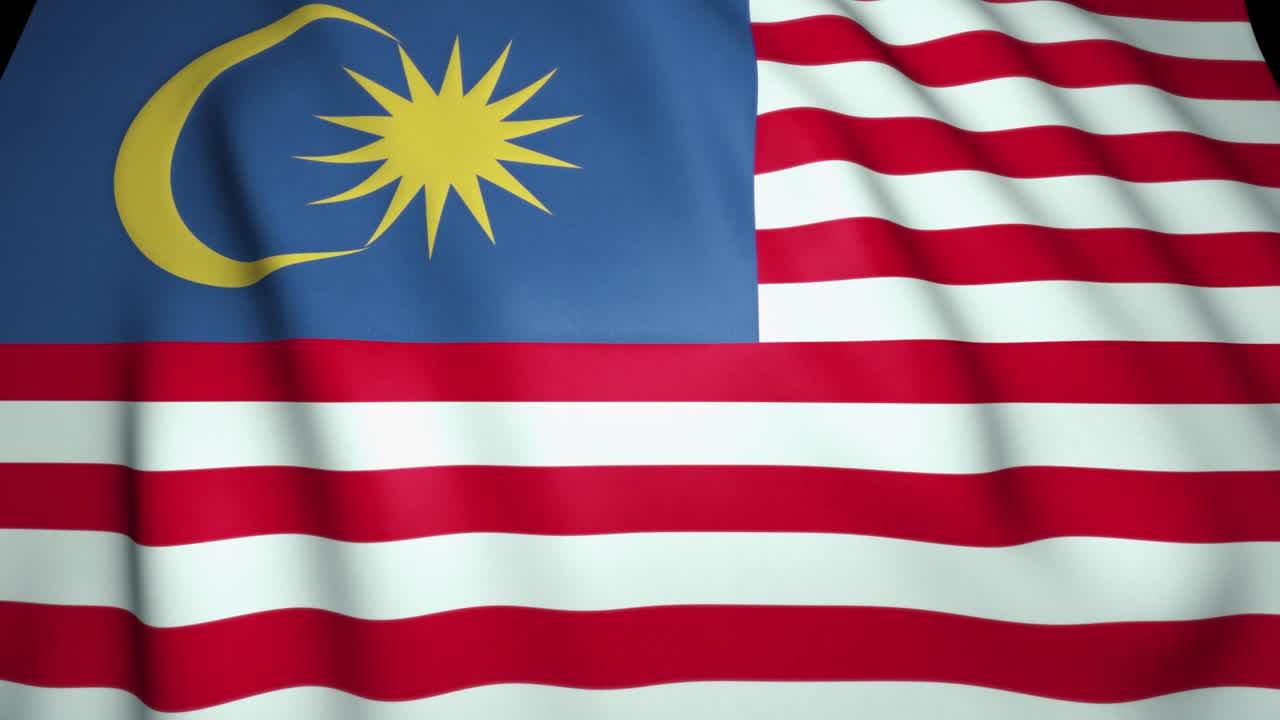 Sfondo con bandiera realistica della Malesia che sventola. Animazione in loop