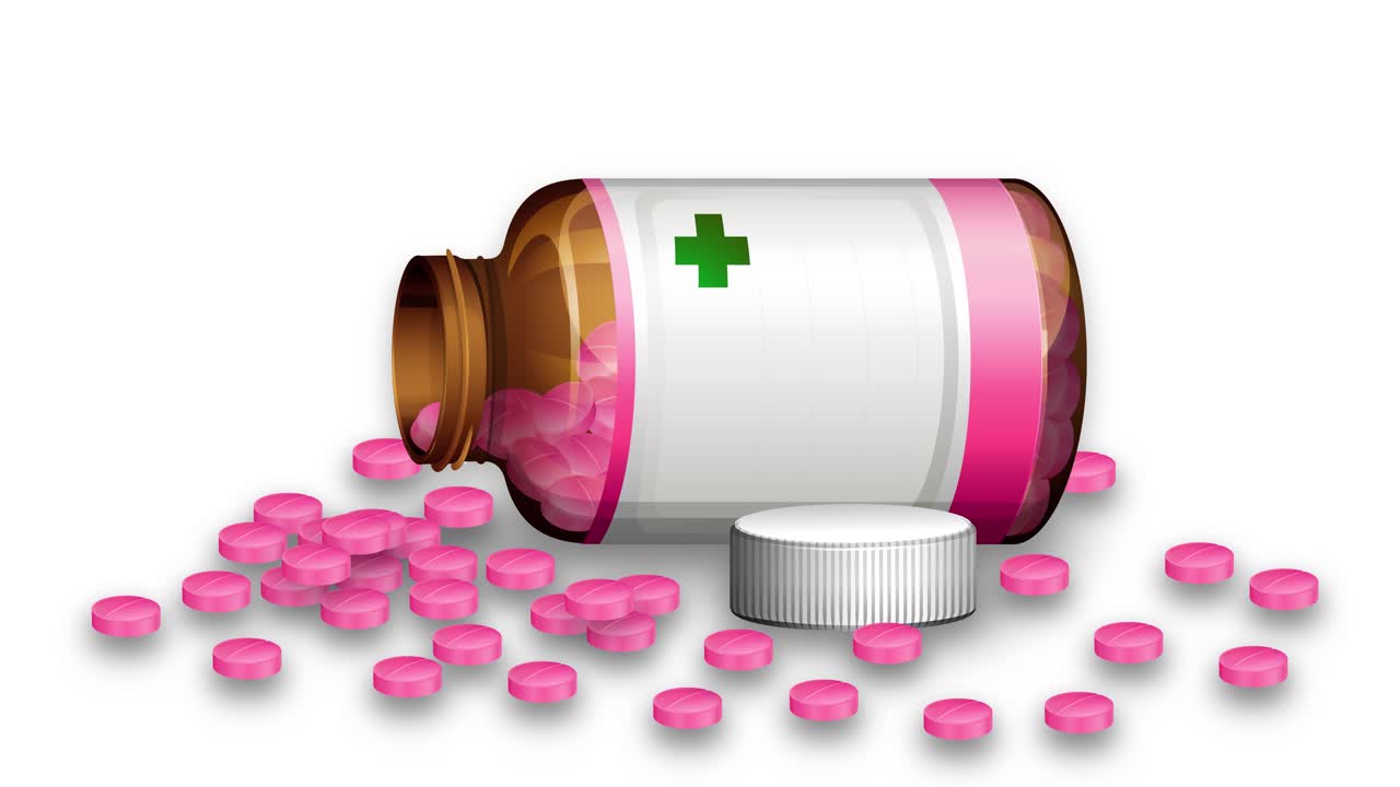 인 약병병에서 약이 흘러나온다.