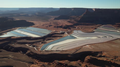 aerial view of potash ponds southwest of moab utah usa