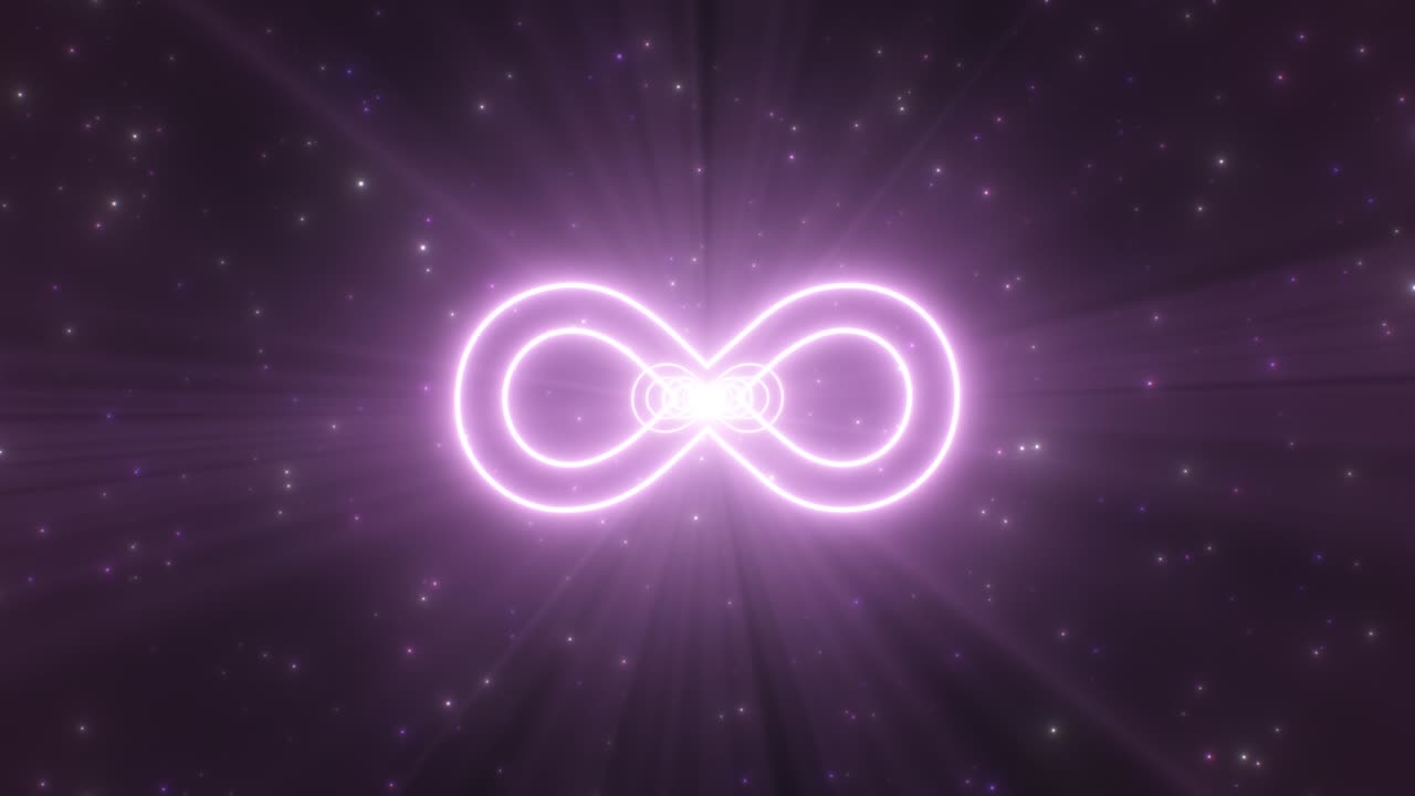 무한 기호 모양 움직이는 밝은 네온 불빛 터널 영원히 - 4k 원활한 vj 루프 모션 배경 애니메이션