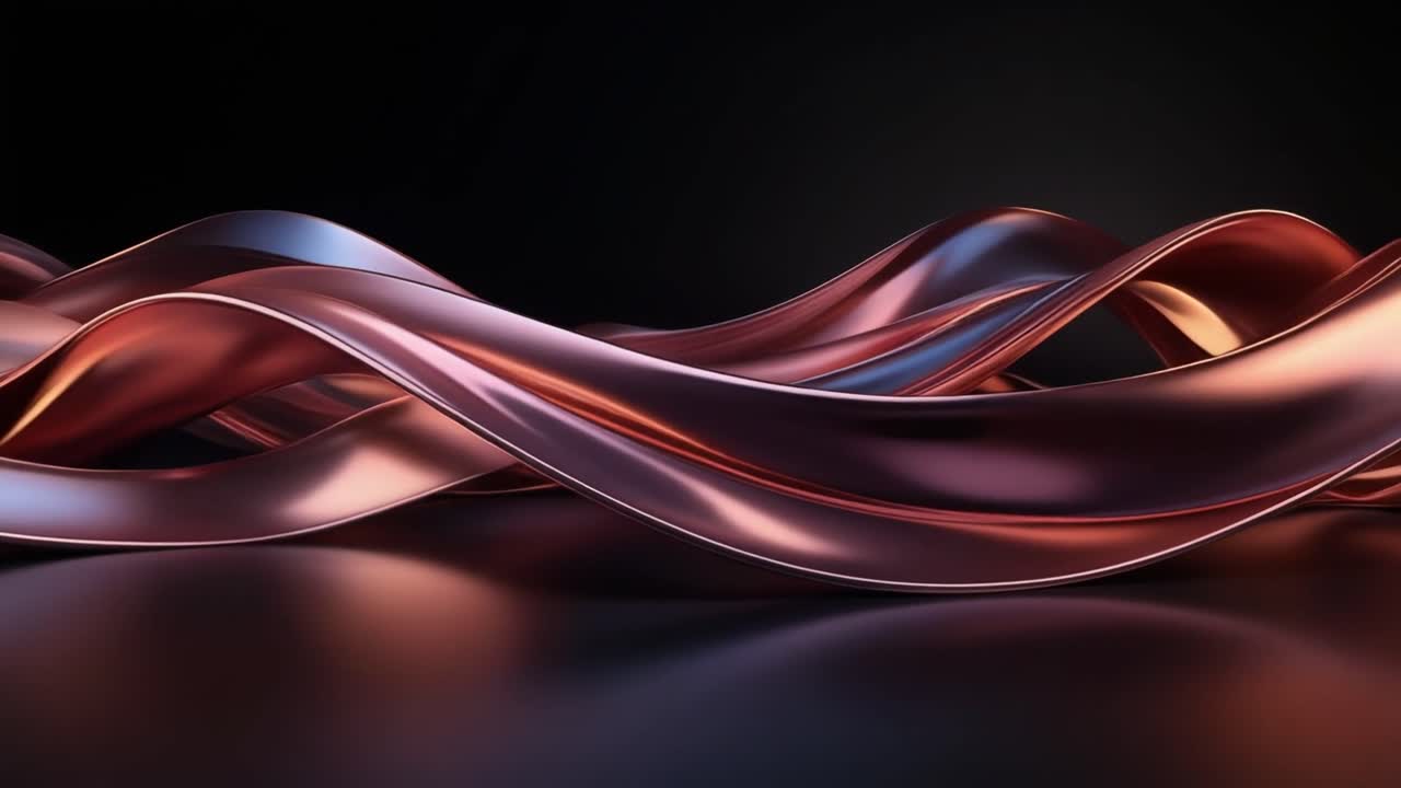 Abstract Flowing Rose Gold Metallic Waves on Dark Background