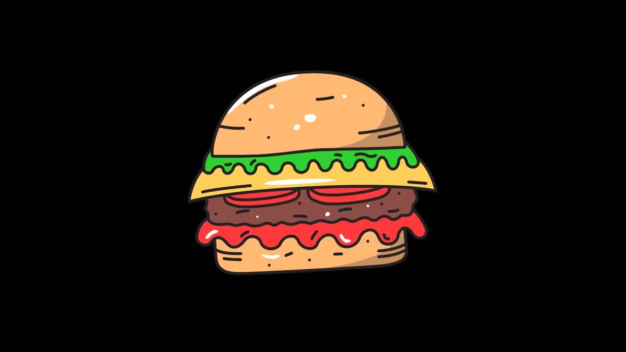 animación del icono de la hamburguesa sobre un fondo negro