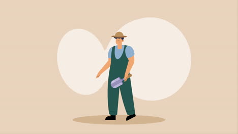 granjero masculino con animación de espátula
