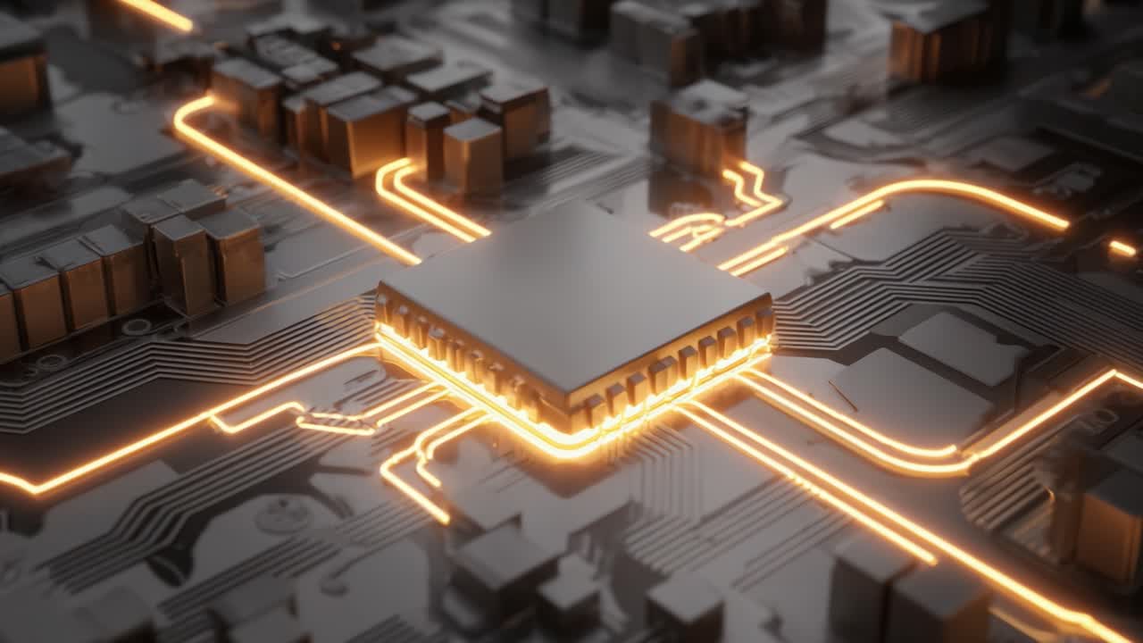 A Stunning Close-Up of a Computer Motherboard Featuring a Central Processing Unit with Illuminated Circuitry, Showcasing Advanced Technology and Modern Design Elements