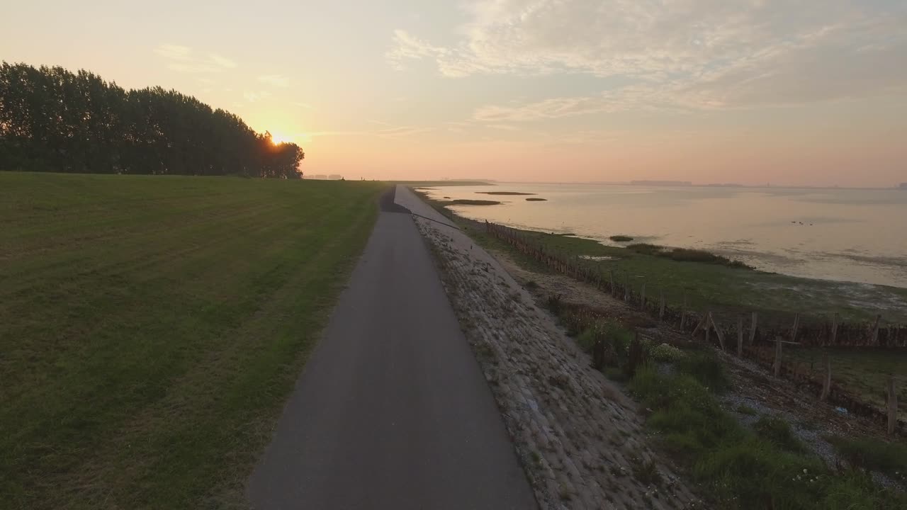 공중: oosterschelde, 네덜란드의 제방과 해안선