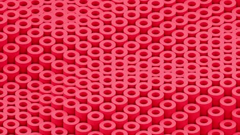 superficie con cilindros rojos en movimiento animación de fondo de primer plano