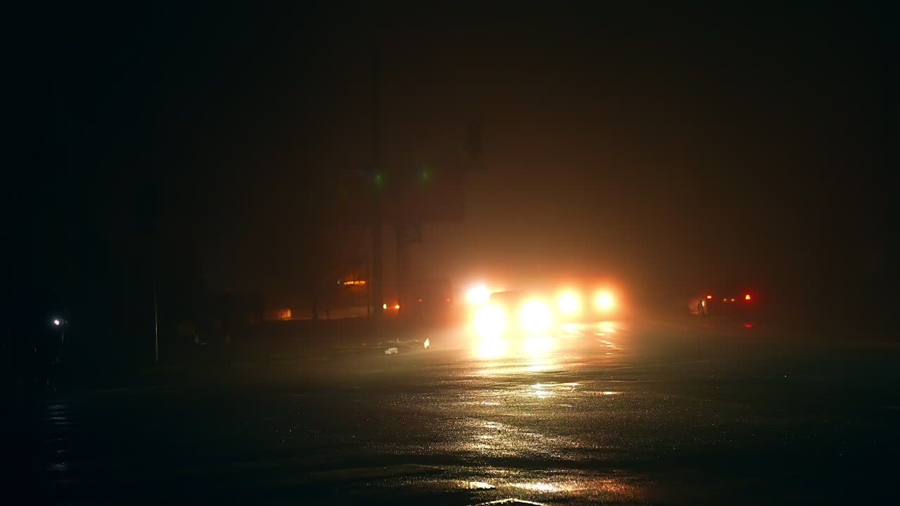 Foggy Night Road Scene