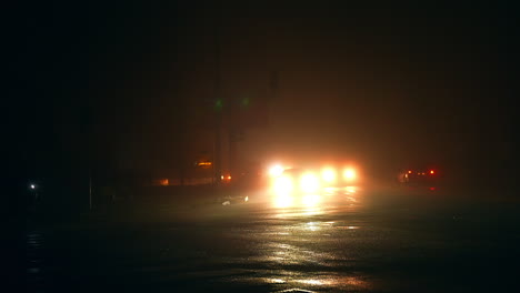 foggy night road scene