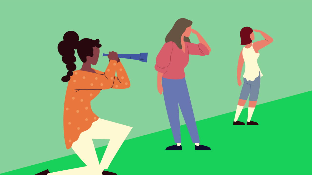 미래를 바라보는 여성 애니메이션