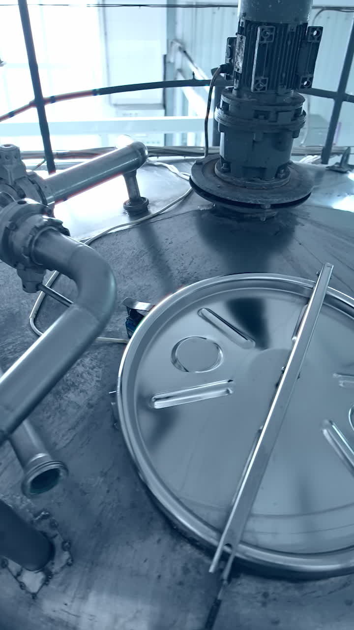 Factory for production of butter. Production of butter at milk production factory. Motion view Vertical video