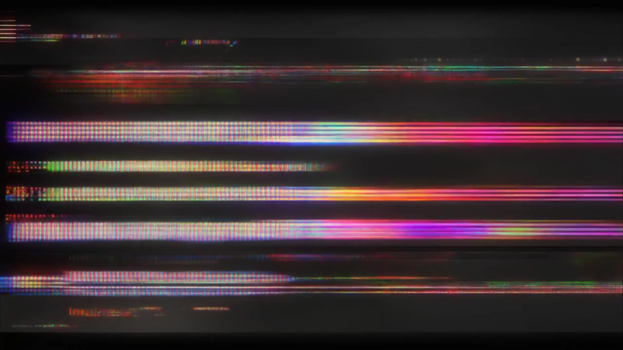 Digital Glitch Effect with Colorful Horizontal Lines and Noise