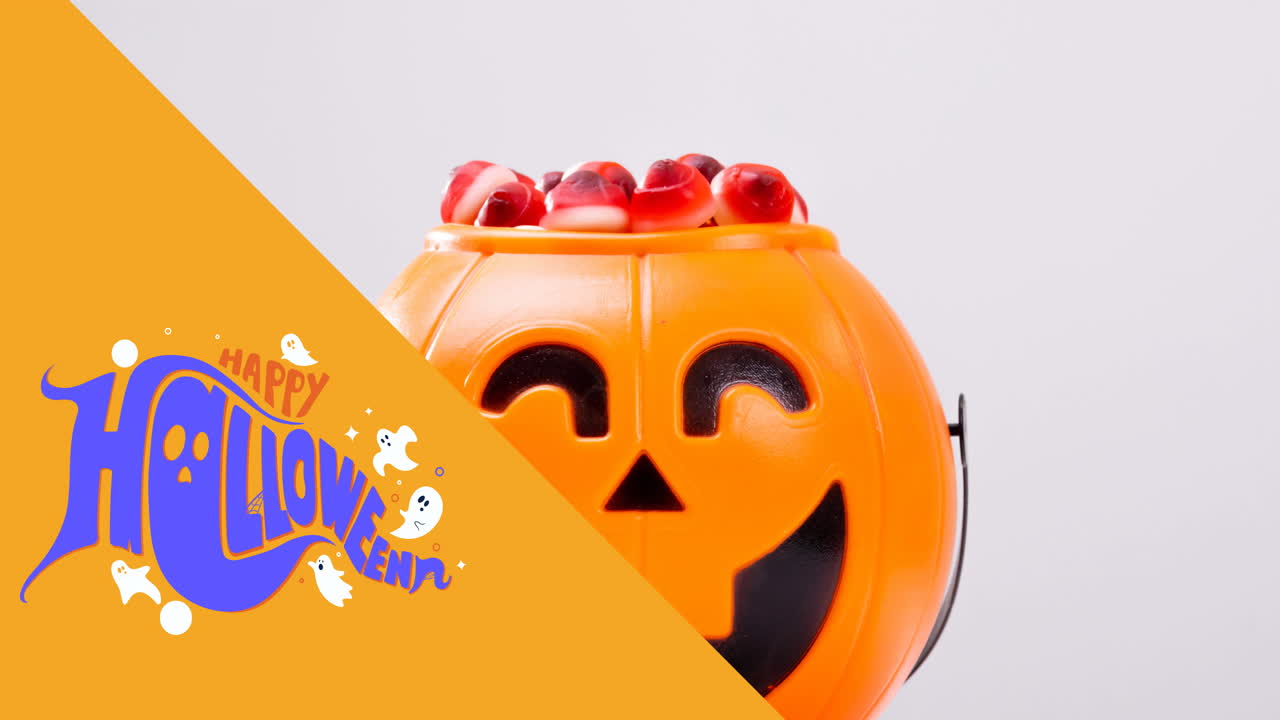 과자 위에 행복한 할로윈 텍스트의 애니메이션