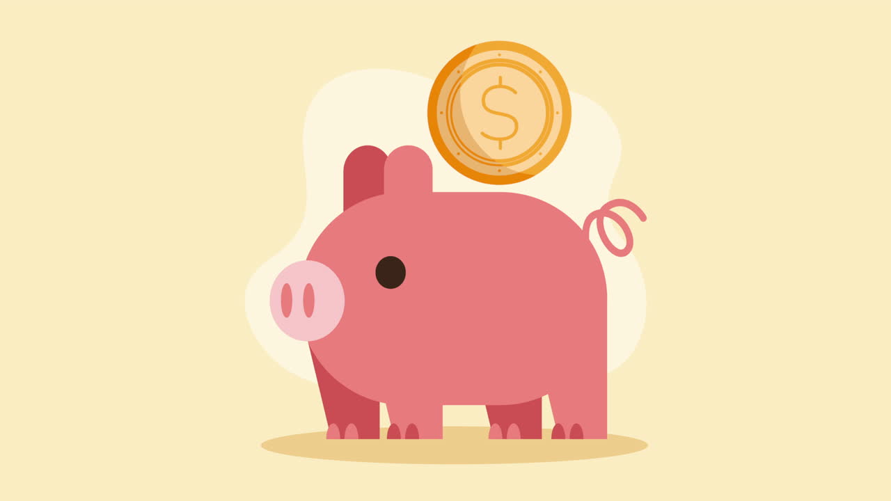 귀여운 분홍색 돼지 은행