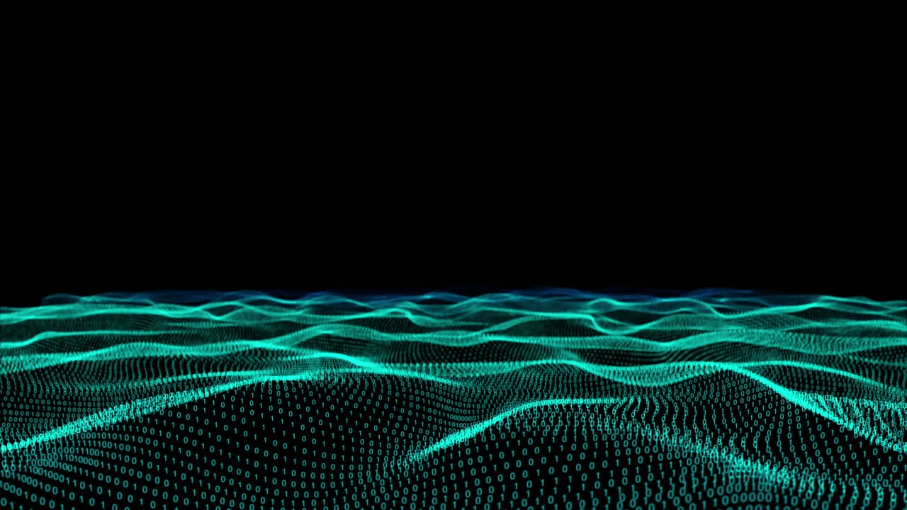 pentagonos azules girando en 3d senderos azules ondeando