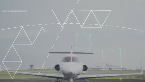 Animation-Mathematischer-Gleichungen-über-Einem-Flugzeug-Am-Flughafen