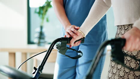 elderly care with caregiver and walker