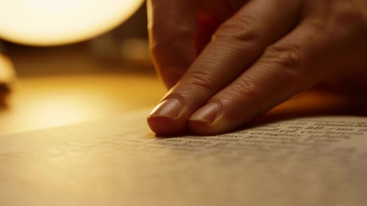 hands carefully pressing and manipulating a wooden surface in an indoor setting, possibly a kitchen, with warm yellow and brown lighting, creating a concentrated and focused atmosphere.