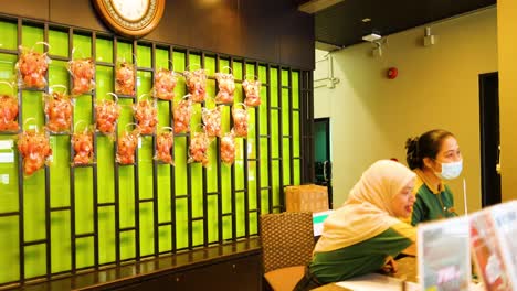 guests interacting at a vibrant reception desk