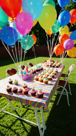 colorful birthday party in the garden