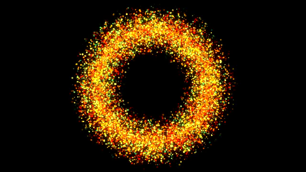다채로운 입자 반지와 함께 추상적인 배경