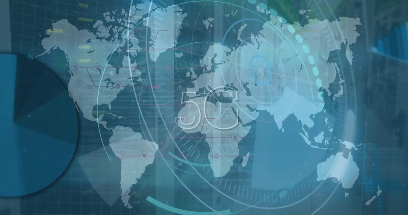 Animasjon av områdeskanning og databehandling over verdenskart.
