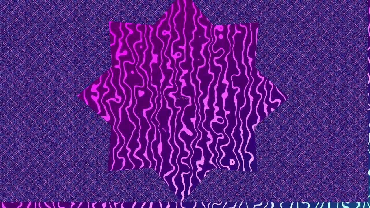 animación de la forma de estrella con patrones de ondas en movimiento iluminados