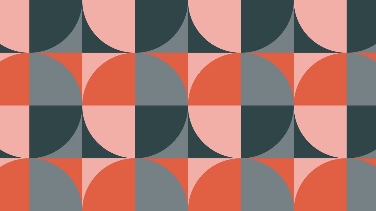 Motion graphic seamless loop animation in vintage flat style. Retro mosaic with geometric animated tiles in warm color palette