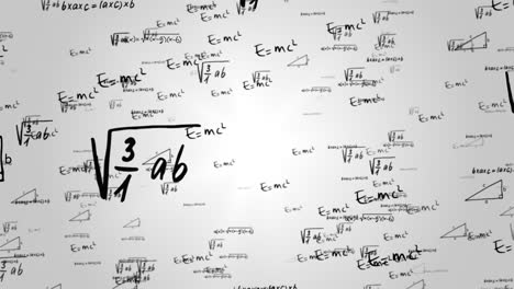 math equations and formulas flying and disappearing in distance loop background animation science