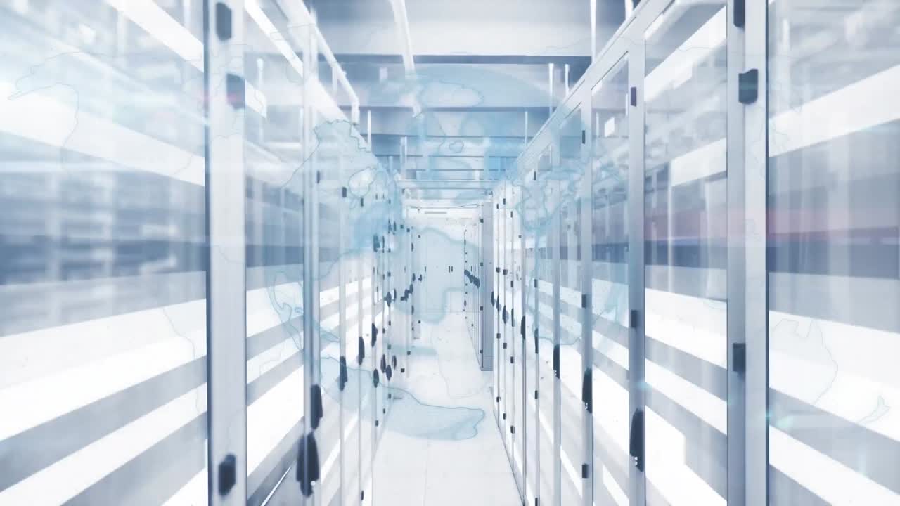 анимация белых троп и глобуса над серверной комнатой