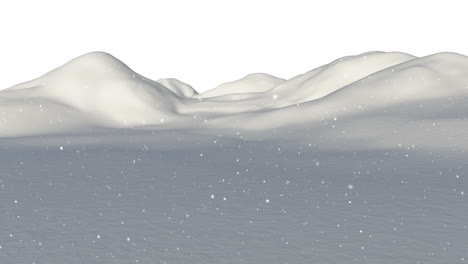 Digitale-Animation-Von-Schnee,-Der-über-Eine-Winterlandschaft-Vor-Weißem-Hintergrund-Fällt