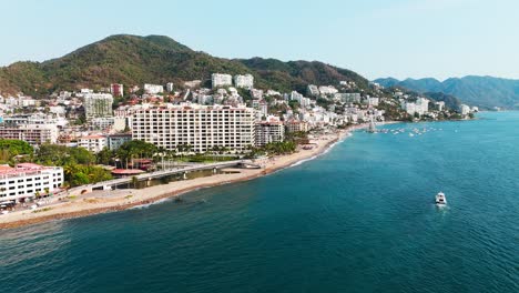Urban development in puerto vallarta on the coastline in mexico, aerial view