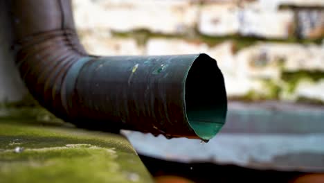 drainage pipe dripping water in the garden