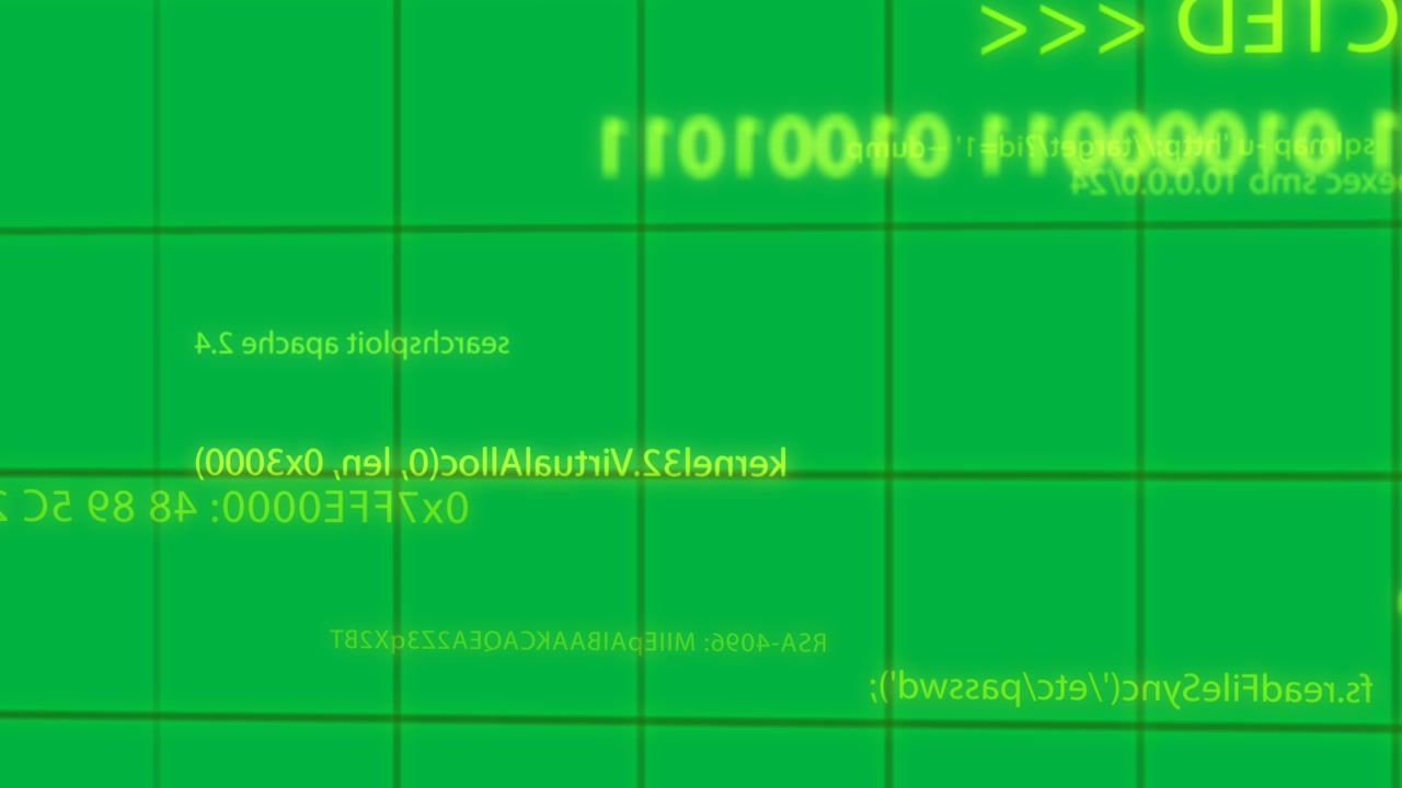 Neon grid pulsing, code labels sliding, green wash causing blur, showing data on transparent canvas