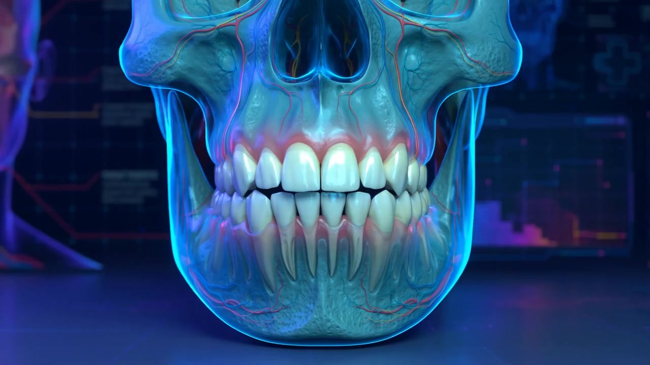 3D Medical Animation of Human Skull and Teeth