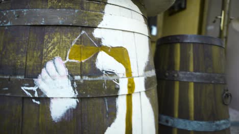 painted wooden wine barrels