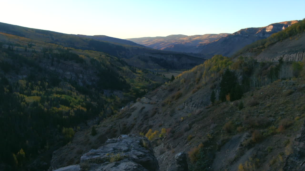 Edwards Vail Beaver Creek afternoon scenic drive on mountain pass with beautiful landscape later afternoon with fall colors