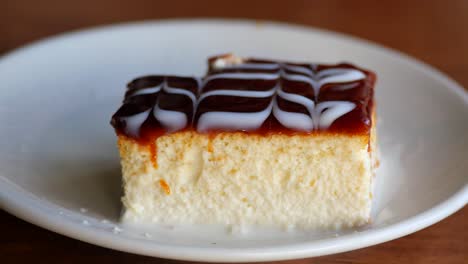 a slice of tres leches cake