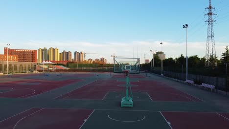 empty basketball courts at beijing jiaotong university weihai campus, china